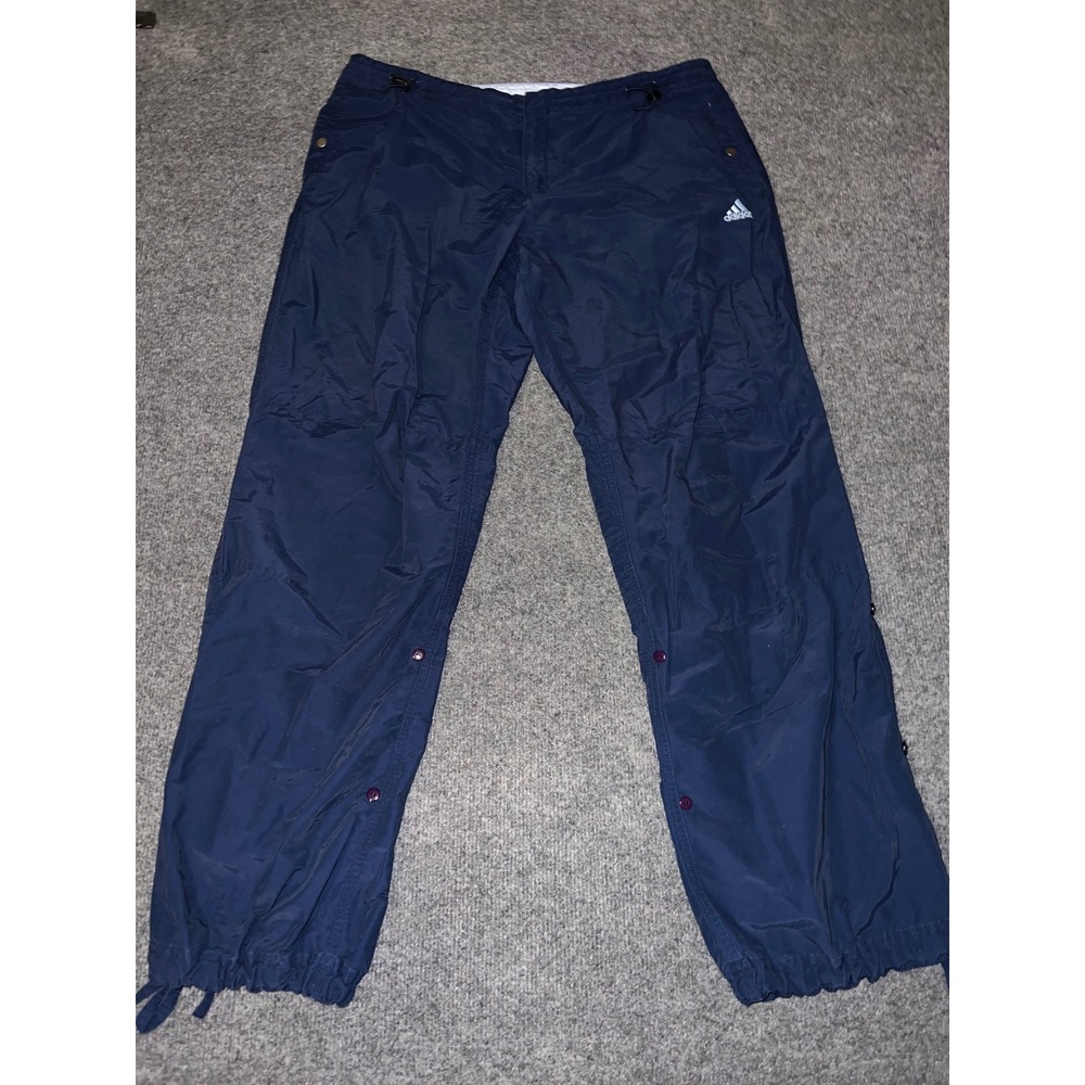 Adidas Navy Blue Cotton Nylon Snap Button Track Pants AWV002 Size Large